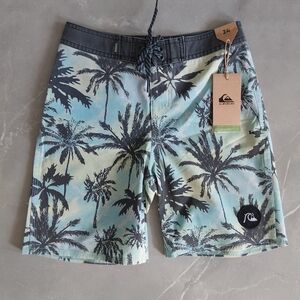 Quiksilver Palm Tree Swim Shorts - Black and Green